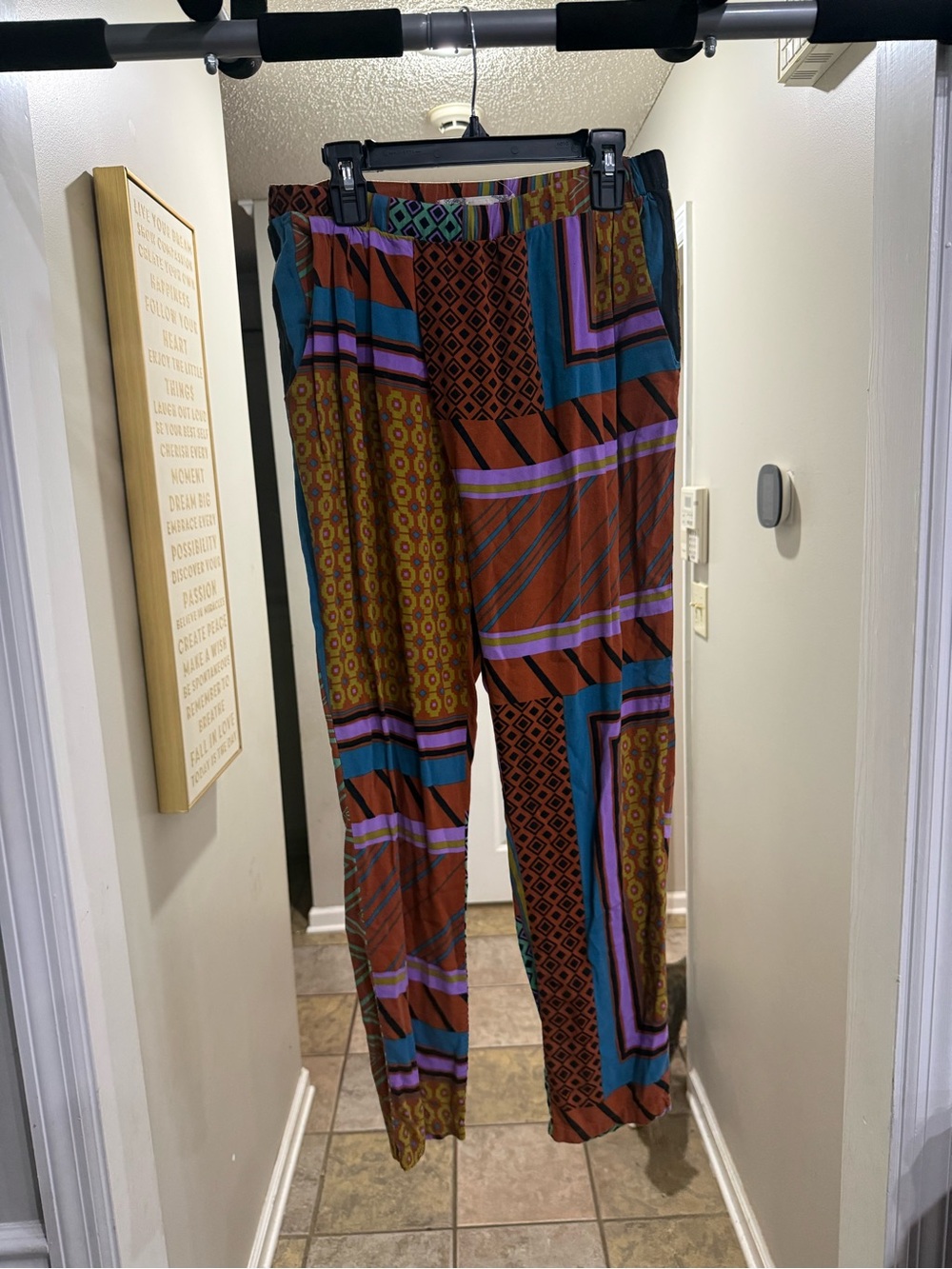 Boho Patchwork Print Elastic Waist Pants — Multicolor - Picture 1 of 1